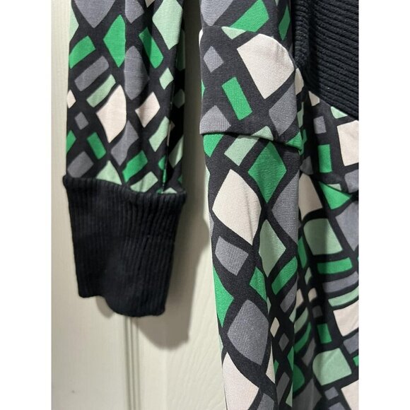 DIANE von FURSTENBERG "Zerlina" BLACK KNIT COLLAR & CUFF DETAIL WRAP DRESS,Sz 8 - Picture 8 of 10